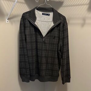 Nautica Men's Black Plaid Zip-Up Sweater